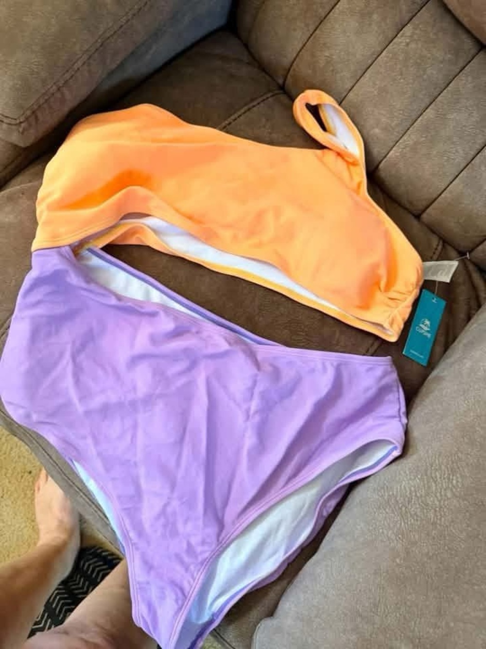 Cupshe Orange and Lavender One-Piece-Inspired Swim Set